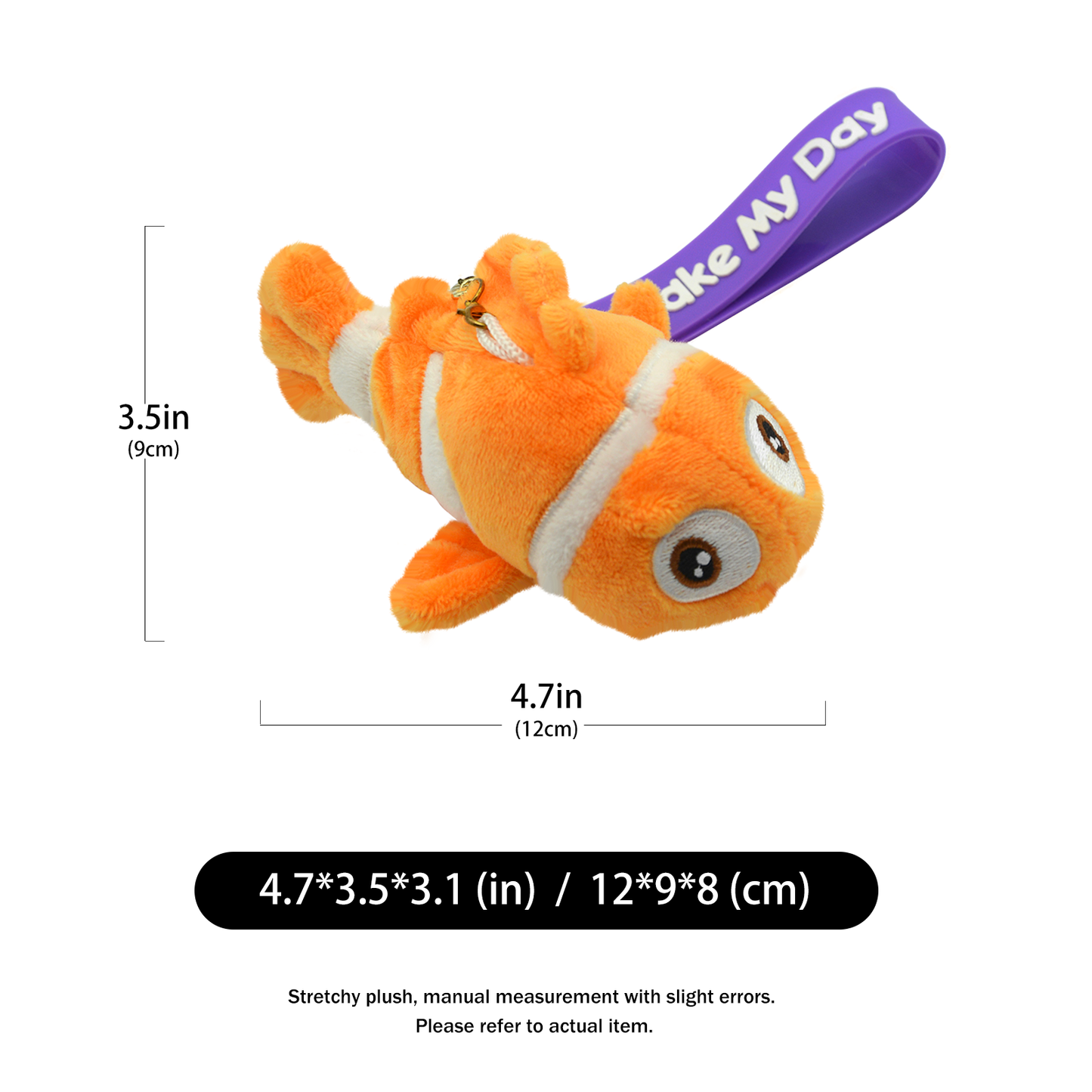 12cm ocean series plush toy Hzboo clownfish yellow underwater simulation animal filled plush toy keychain