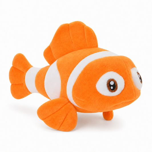 Hzboo orange clownfish stuffed fish doll on white background