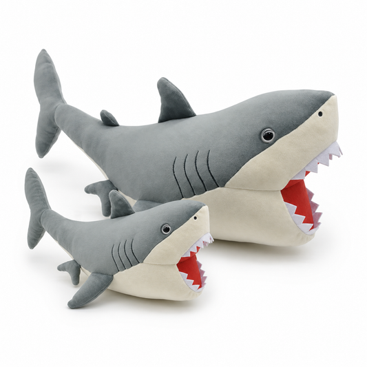 Megalodon Shark Plush Toy – Soft Stuffed Shark Pillow, 30cm & 60cm