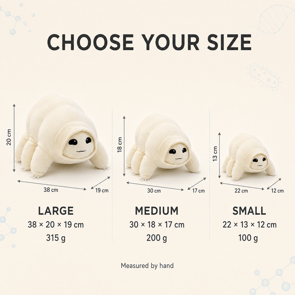 22cm tardigrade water bear plush