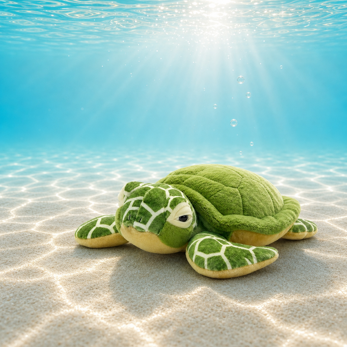Patterned shell detail on the sea turtle plush toy