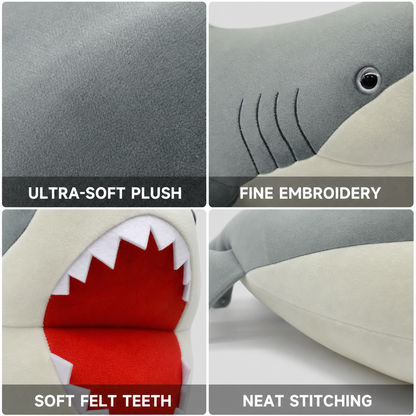 Soft and squeezable megalodon shark plush
