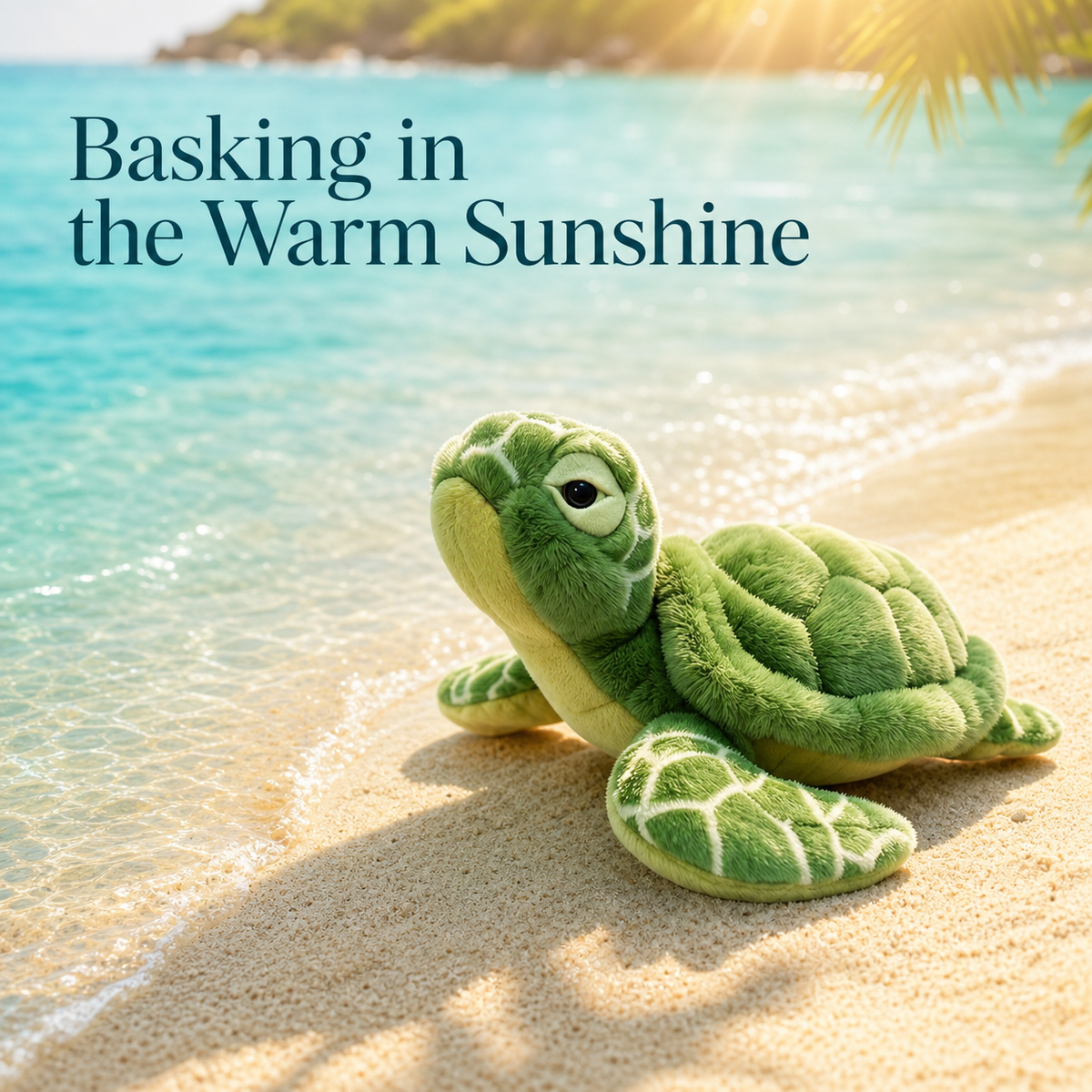 Sea turtle plush displayed in a cozy bedroom