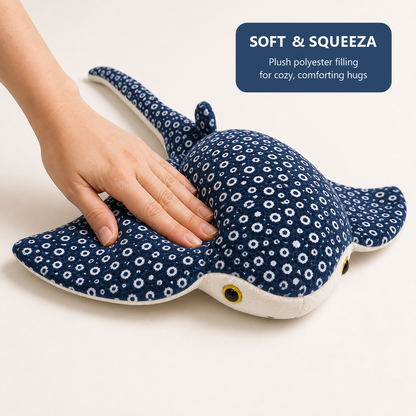 Soft and squeezable spotted eagle ray plush
