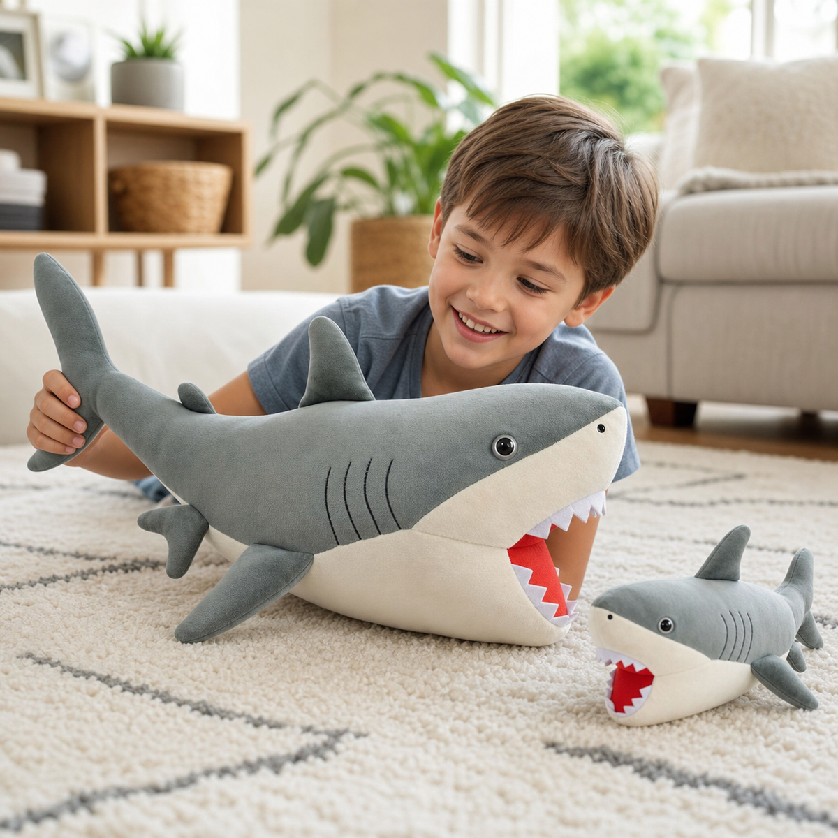 Megalodon plush teeth, eyes and fabric details