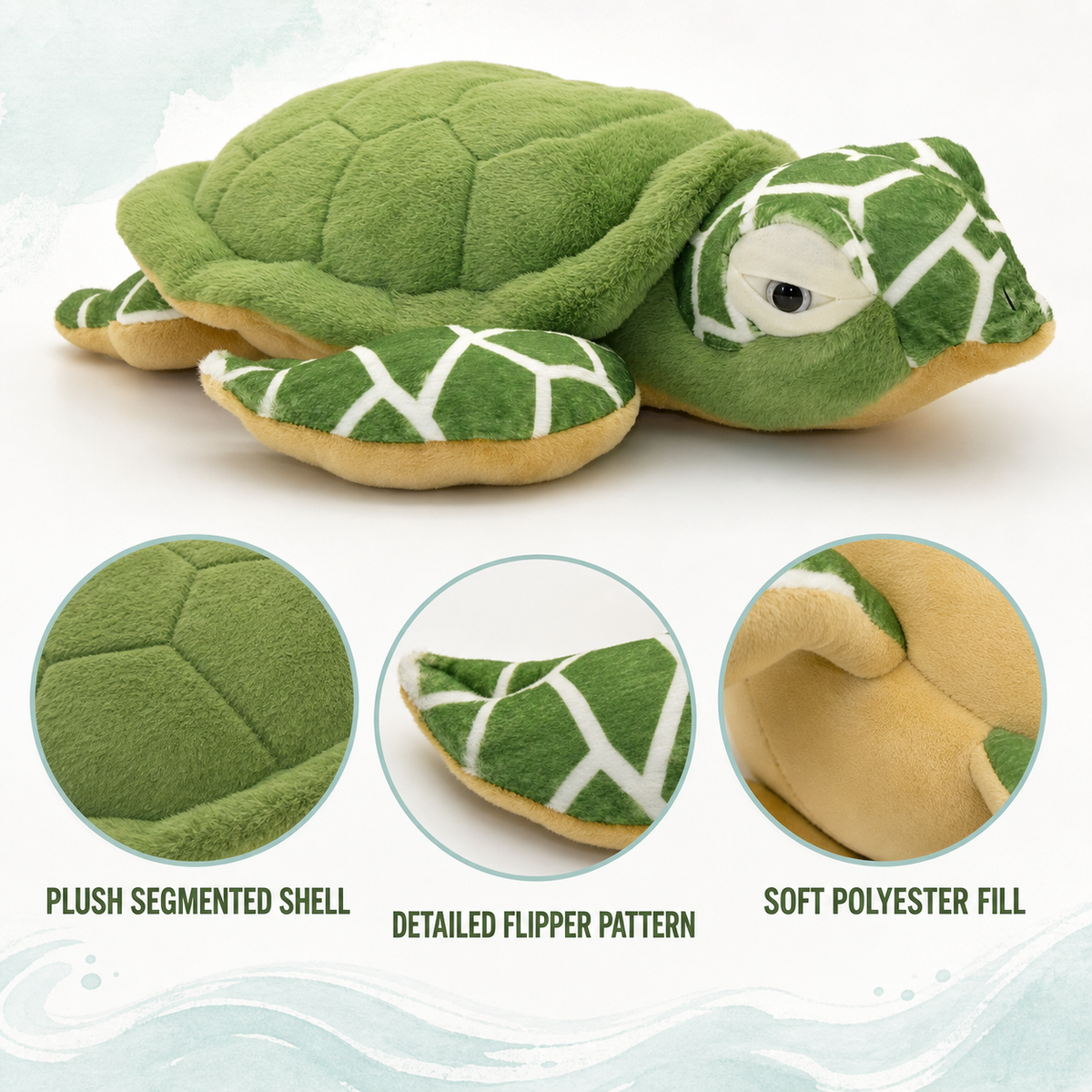 Soft and huggable sea turtle plush texture