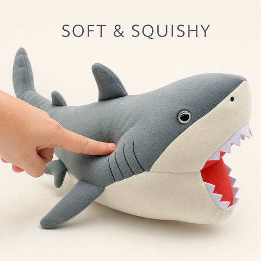 Megalodon Shark Plush Toy – Soft Stuffed Shark Pillow, 30cm & 60cm