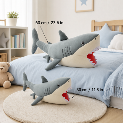 Large 60cm megalodon shark plush pillow