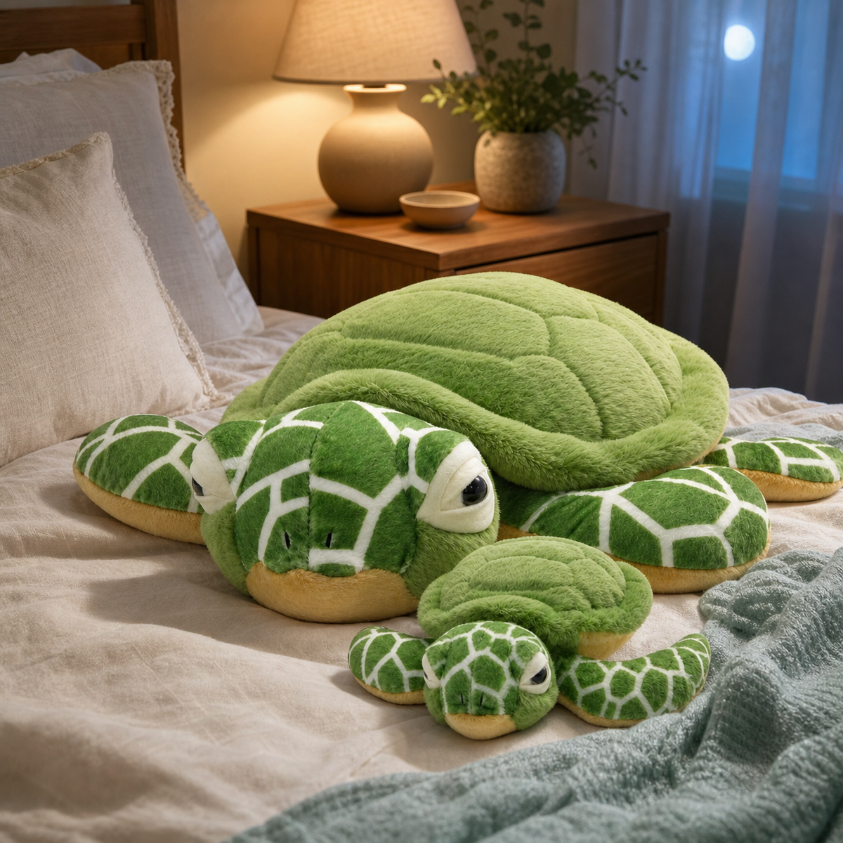 White underside and stitching of the sea turtle plush