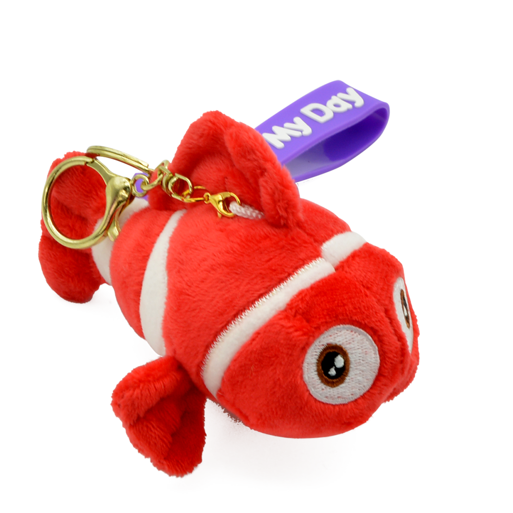 12cm clownfish plush keychain size and hardware details