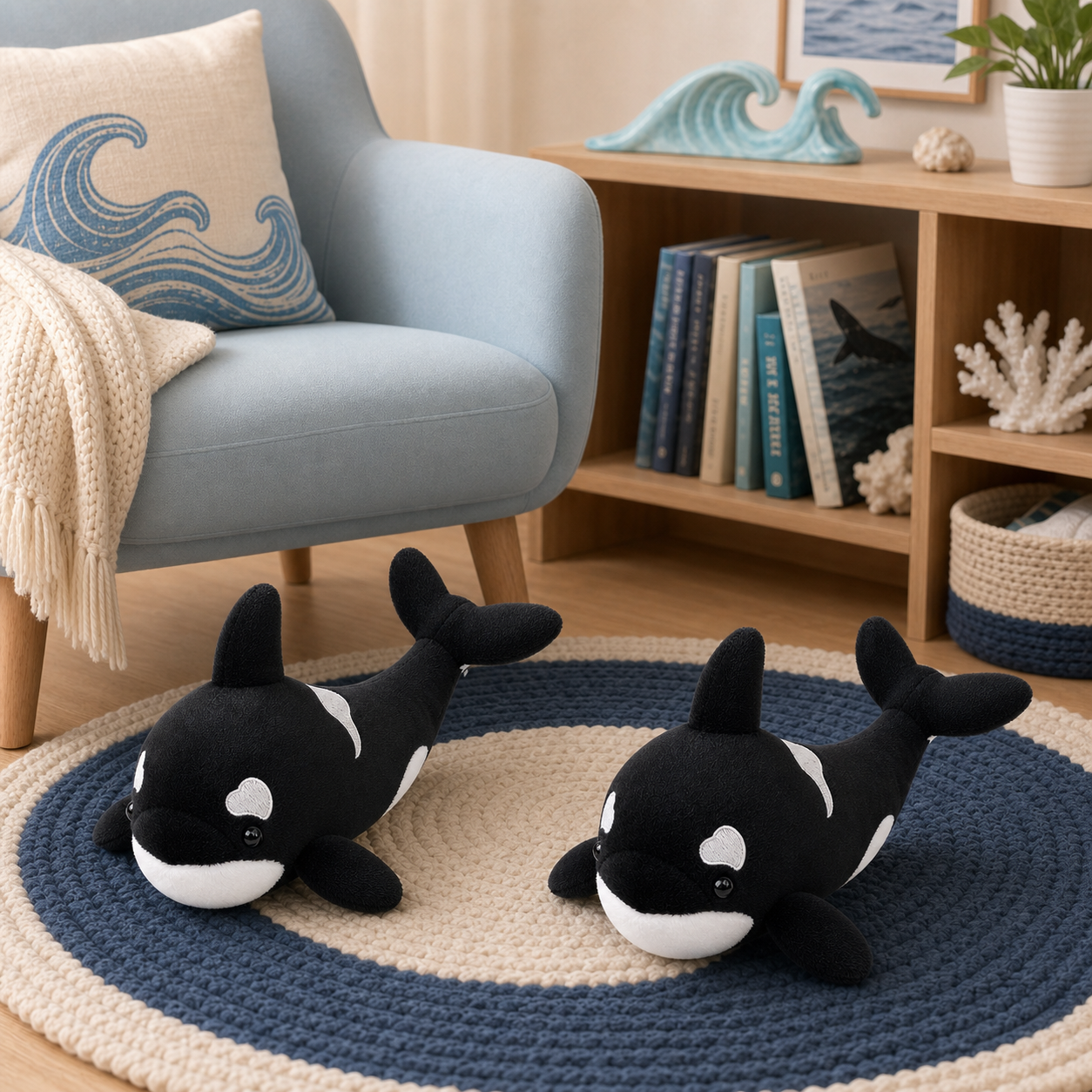Realistic Orca Plush 2-Pack – 11.4-Inch Killer Whale Stuffed Animals