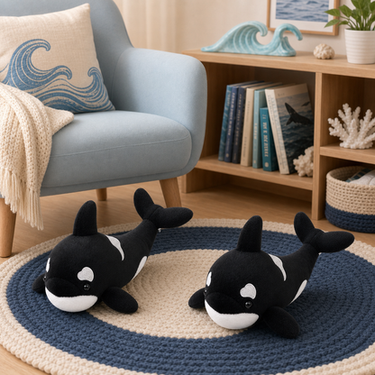 Realistic Orca Plush 2-Pack – 11.4-Inch Killer Whale Stuffed Animals
