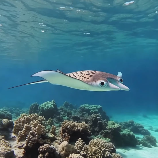 Video showing the spotted eagle ray plush from multiple angles