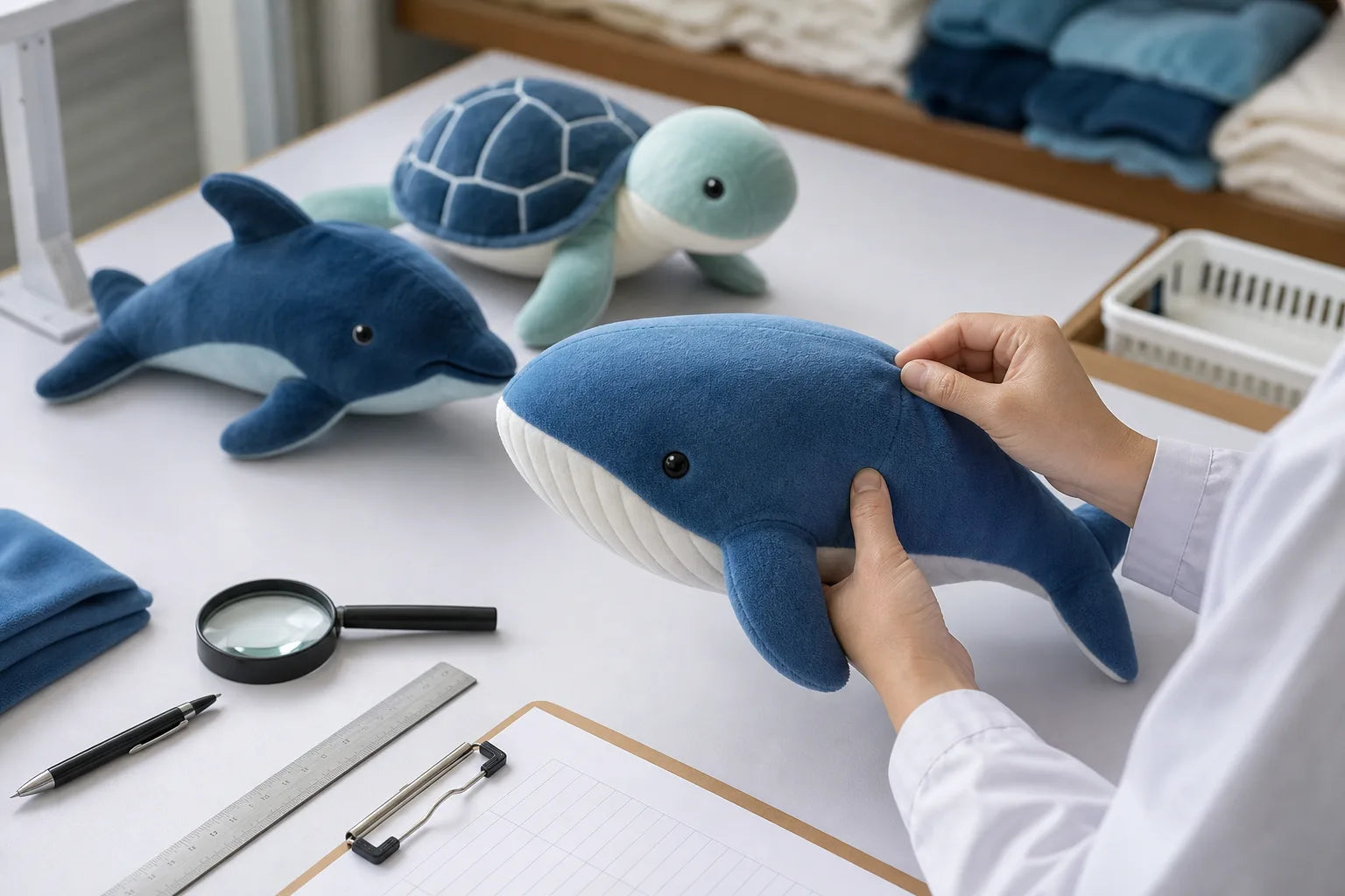 Finished ocean plush quality inspection